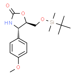 ChemSpider 2D Image | (4S,5R)-5-({[Dimethyl(2-methyl-2-propanyl)silyl]oxy}methyl)-4-(4-methoxyphenyl)-1,3-oxazolidin-2-one | C17H27NO4Si