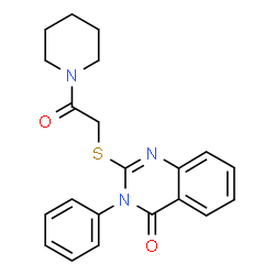 ChemSpider 2D Image | 2-{[2-Oxo-2-(1-piperidinyl)ethyl]sulfanyl}-3-phenyl-4(3H)-quinazolinone | C21H21N3O2S
