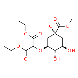 ChemSpider 2D Image | Diethyl {[(1S,2S,3R,5R)-2,3,5-trihydroxy-5-(methoxycarbonyl)cyclohexyl]oxy}malonate | C15H24O10