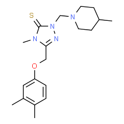 ChemSpider 2D Image | 5-[(3,4-Dimethylphenoxy)methyl]-4-methyl-2-[(4-methyl-1-piperidinyl)methyl]-2,4-dihydro-3H-1,2,4-triazole-3-thione | C19H28N4OS