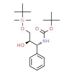 ChemSpider 2D Image | 2-Methyl-2-propanyl [(1R,2R)-3-{[dimethyl(2-methyl-2-propanyl)silyl]oxy}-2-hydroxy-1-phenylpropyl]carbamate | C20H35NO4Si