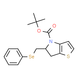 ChemSpider 2D Image | 2-Methyl-2-propanyl 5-[(phenylselanyl)methyl]-5,6-dihydro-4H-thieno[3,2-b]pyrrole-4-carboxylate | C18H21NO2SSe