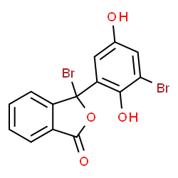 ChemSpider 2D Image | 3-Bromo-3-(3-bromo-2,5-dihydroxyphenyl)-2-benzofuran-1(3H)-one | C14H8Br2O4