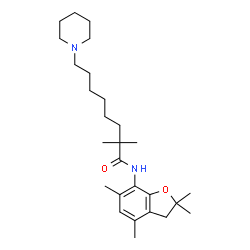 ChemSpider 2D Image | 2,2-Dimethyl-8-(1-piperidinyl)-N-(2,2,4,6-tetramethyl-2,3-dihydro-1-benzofuran-7-yl)octanamide | C27H44N2O2