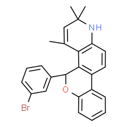 ChemSpider 2D Image | 5-(3-Bromophenyl)-2,2,4-trimethyl-2,5-dihydro-1H-chromeno[3,4-f]quinoline | C25H22BrNO