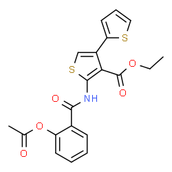 ChemSpider 2D Image | Ethyl 5'-[(2-acetoxybenzoyl)amino]-2,3'-bithiophene-4'-carboxylate | C20H17NO5S2