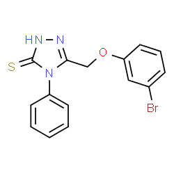 ChemSpider 2D Image | 5-[(3-Bromophenoxy)methyl]-2,4-dihydro-4-phenyl-3H-1,2,4-triazole-3-thione | C15H12BrN3OS