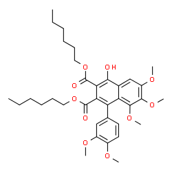 ChemSpider 2D Image | Dihexyl 4-(3,4-dimethoxyphenyl)-1-hydroxy-5,6,7-trimethoxy-2,3-naphthalenedicarboxylate | C35H46O10