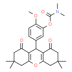 ChemSpider 2D Image | carbamic acid, N,N-dimethyl-, 2-methoxy-5-(2,3,4,5,6,7,8,9-octahydro-3,3,6,6-tetramethyl-1,8-dioxo-1H-xanthen-9-yl)phenyl ester | C27H33NO6