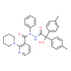 ChemSpider 2D Image | N'-{Hydroxy[bis(4-methylphenyl)]acetyl}-N-phenyl-2-(piperidin-1-yl)nicotinohydrazide | C33H34N4O3