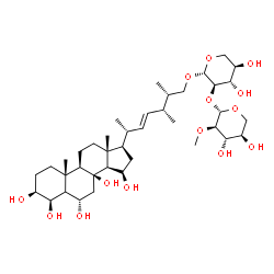 ChemSpider 2D Image | (3beta,4beta,6alpha,15beta,22E,24R,25S)-3,4,6,8,15-Pentahydroxyergost-22-en-26-yl 2-O-(2-O-methyl-beta-D-xylopyranosyl)-beta-D-xylopyranoside | C39H66O14
