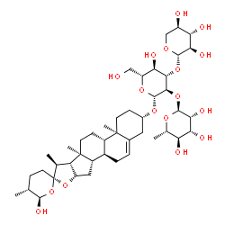 ChemSpider 2D Image | (3beta,25R,26R)-26-Hydroxyspirost-5-en-3-yl 6-deoxy-alpha-L-mannopyranosyl-(1->2)-[beta-D-xylopyranosyl-(1->3)]-beta-D-glucopyranoside | C44H70O17
