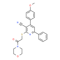 ChemSpider 2D Image | 4-(4-Methoxyphenyl)-2-{[2-(morpholin-4-yl)-2-oxoethyl]sulfanyl}-6-phenylnicotinonitrile | C25H23N3O3S