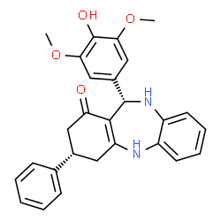 ChemSpider 2D Image | (3S,11S)-11-(4-Hydroxy-3,5-dimethoxyphenyl)-3-phenyl-2,3,4,5,10,11-hexahydro-1H-dibenzo[b,e][1,4]diazepin-1-one | C27H26N2O4