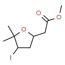 ChemSpider 2D Image | Methyl (4-iodo-5,5-dimethyltetrahydro-2-furanyl)acetate | C9H15IO3
