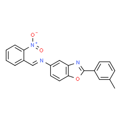 ChemSpider 2D Image | 2-(3-Methylphenyl)-N-[(E)-(2-nitrophenyl)methylene]-1,3-benzoxazol-5-amine | C21H15N3O3
