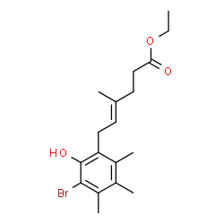 ChemSpider 2D Image | Ethyl (4E)-6-(3-bromo-2-hydroxy-4,5,6-trimethylphenyl)-4-methyl-4-hexenoate | C18H25BrO3