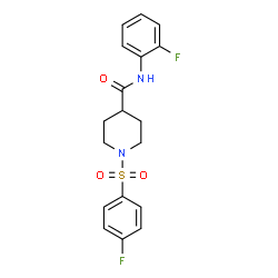 ChemSpider 2D Image | N-(2-Fluorophenyl)-1-[(4-fluorophenyl)sulfonyl]-4-piperidinecarboxamide | C18H18F2N2O3S