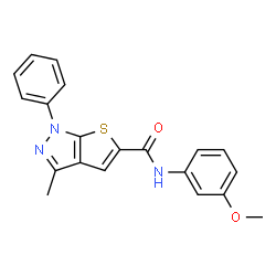 ChemSpider 2D Image | N-(3-methoxyphenyl)-3-methyl-1-phenylthieno[2,3-c]pyrazole-5-carboxamide | C20H17N3O2S
