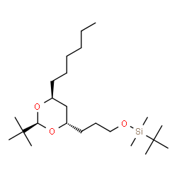 ChemSpider 2D Image | {3-[(2S,4S,6S)-6-Hexyl-2-(2-methyl-2-propanyl)-1,3-dioxan-4-yl]propoxy}(dimethyl)(2-methyl-2-propanyl)silane | C23H48O3Si