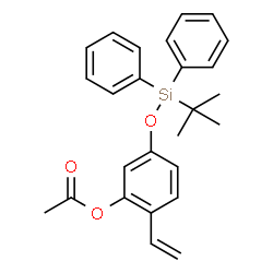 ChemSpider 2D Image | 5-{[(2-Methyl-2-propanyl)(diphenyl)silyl]oxy}-2-vinylphenyl acetate | C26H28O3Si