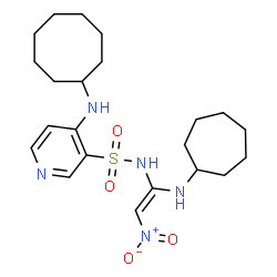 ChemSpider 2D Image | N-[(E)-1-(Cycloheptylamino)-2-nitrovinyl]-4-(cyclooctylamino)-3-pyridinesulfonamide | C22H35N5O4S