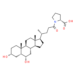 ChemSpider 2D Image | 1-[(3alpha,5beta,6alpha)-3,6-Dihydroxy-24-oxocholan-24-yl]-D-proline | C29H47NO5