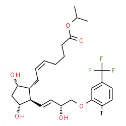 ChemSpider 2D Image | Isopropyl (5Z)-7-{(1R,2R,3R,5S)-3,5-dihydroxy-2-[(1E,3R)-3-hydroxy-4-{[3-(trifluoromethyl)(6-~3~H)phenyl]oxy}-1-buten-1-yl]cyclopentyl}-5-heptenoate | C26H34TF3O6