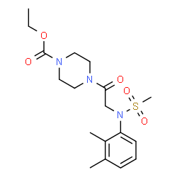 ChemSpider 2D Image | Ethyl 4-[N-(2,3-dimethylphenyl)-N-(methylsulfonyl)glycyl]-1-piperazinecarboxylate | C18H27N3O5S