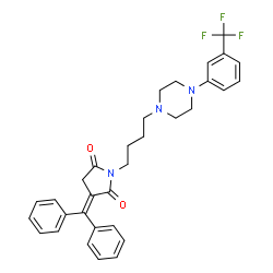 ChemSpider 2D Image | 3-(Diphenylmethylene)-1-(4-{4-[3-(trifluoromethyl)phenyl]-1-piperazinyl}butyl)-2,5-pyrrolidinedione | C32H32F3N3O2