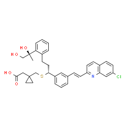 ChemSpider 2D Image | [1-({[(1R)-1-{3-[(E)-2-(7-Chloro-2-quinolinyl)vinyl]phenyl}-3-{2-[(2R)-1,2-dihydroxy-2-propanyl]phenyl}propyl]sulfanyl}methyl)cyclopropyl]acetic acid | C35H36ClNO4S