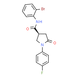 ChemSpider 2D Image | (3S)-N-(2-Bromophenyl)-1-(4-fluorophenyl)-5-oxo-3-pyrrolidinecarboxamide | C17H14BrFN2O2