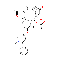 ChemSpider 2D Image | (1S,2S,3S,5S,8S,10R,11R)-2,10-Diacetoxy-1,11-dihydroxy-8,13,16,16-tetramethyl-4-methylene-14-oxotricyclo[10.3.1.0~3,8~]hexadec-12-en-5-yl 3-(dimethylamino)-3-phenylpropanoate | C36H49NO9