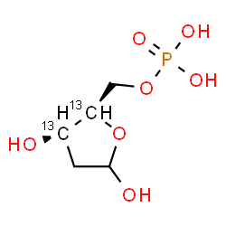 ChemSpider 2D Image | 2-Deoxy-5-O-phosphono-D-(3,4-~13~C_2_)-erythro-pentofuranose | C313C2H11O7P