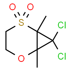 ChemSpider 2D Image | 7,7-Dichloro-1,6-dimethyl-2-oxa-5-thiabicyclo[4.1.0]heptane 5,5-dioxide | C7H10Cl2O3S