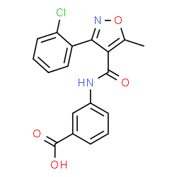 ChemSpider 2D Image | 3-({[3-(2-Chlorophenyl)-5-methyl-1,2-oxazol-4-yl]carbonyl}amino)benzoic acid | C18H13ClN2O4
