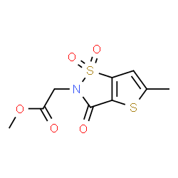 ChemSpider 2D Image | Methyl (5-methyl-1,1-dioxido-3-oxothieno[2,3-d][1,2]thiazol-2(3H)-yl)acetate | C9H9NO5S2