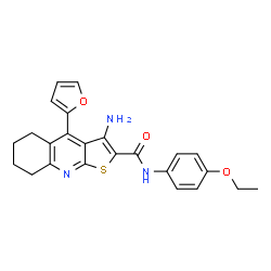 ChemSpider 2D Image | 3-Amino-N-(4-ethoxyphenyl)-4-(2-furyl)-5,6,7,8-tetrahydrothieno[2,3-b]quinoline-2-carboxamide | C24H23N3O3S