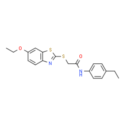ChemSpider 2D Image | 2-[(6-Ethoxy-1,3-benzothiazol-2-yl)sulfanyl]-N-(4-ethylphenyl)acetamide | C19H20N2O2S2