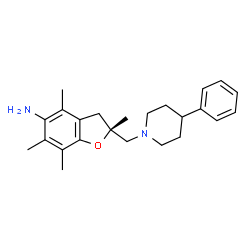 ChemSpider 2D Image | (2R)-2,4,6,7-Tetramethyl-2-[(4-phenyl-1-piperidinyl)methyl]-2,3-dihydro-1-benzofuran-5-amine | C24H32N2O