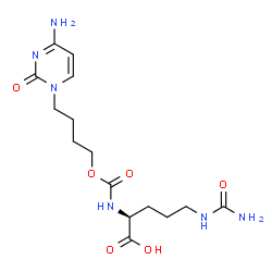 ChemSpider 2D Image | N~2~-{[4-(4-Amino-2-oxo-1(2H)-pyrimidinyl)butoxy]carbonyl}-N~5~-carbamoyl-L-ornithine | C15H24N6O6
