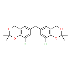 ChemSpider 2D Image | 6,6'-Methylenebis(8-chloro-2,2-dimethyl-4H-1,3-benzodioxine) | C21H22Cl2O4