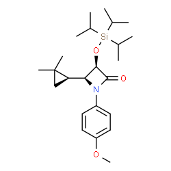 ChemSpider 2D Image | (3R,4S)-4-[(1S)-2,2-Dimethylcyclopropyl]-1-(4-methoxyphenyl)-3-[(triisopropylsilyl)oxy]-2-azetidinone | C24H39NO3Si