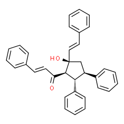 ChemSpider 2D Image | (2E)-1-{(1R,2R,4R,5S)-2-Hydroxy-4,5-diphenyl-2-[(E)-2-phenylvinyl]cyclopentyl}-3-phenyl-2-propen-1-one | C34H30O2