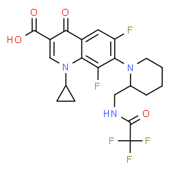 ChemSpider 2D Image | 1-Cyclopropyl-6,8-difluoro-4-oxo-7-(2-{[(trifluoroacetyl)amino]methyl}-1-piperidinyl)-1,4-dihydro-3-quinolinecarboxylic acid | C21H20F5N3O4