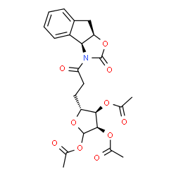 ChemSpider 2D Image | (3R,4R,5R)-5-{3-Oxo-3-[(3aS,8aR)-2-oxo-8,8a-dihydro-2H-indeno[1,2-d][1,3]oxazol-3(3aH)-yl]propyl}tetrahydrofuran-2,3,4-triyl triacetate | C23H25NO10
