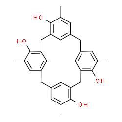ChemSpider 2D Image | 5,11,17,23-Tetramethylpentacyclo[19.3.1.1~3,7~.1~9,13~.1~15,19~]octacosa-1(25),3(28),4,6,9(27),10,12,15(26),16,18,21,23-dodecaene-4,12,16,24-tetrol | C32H32O4