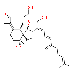 ChemSpider 2D Image | (2Z)-2-[(1S,2S,5S,6R,10S)-1,10-Dihydroxy-2-[(2E,4E)-1-hydroxy-10-methyl-6-methylene-2,4,9-undecatrien-2-yl]-6-(3-hydroxypropyl)-10-methylspiro[4.5]dec-7-ylidene]propanal | C30H46O5