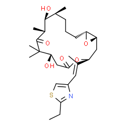 ChemSpider 2D Image | (1S,3S,7S,10R,11S,12S,16R)-3-[(1E)-1-(2-Ethyl-1,3-thiazol-4-yl)-1-propen-2-yl]-7,11-dihydroxy-8,8,10,12-tetramethyl-4,17-dioxabicyclo[14.1.0]heptadecane-5,9-dione | C27H41NO6S