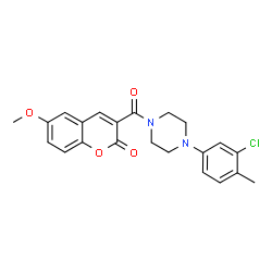 ChemSpider 2D Image | 3-{[4-(3-Chloro-4-methylphenyl)-1-piperazinyl]carbonyl}-6-methoxy-2H-chromen-2-one | C22H21ClN2O4